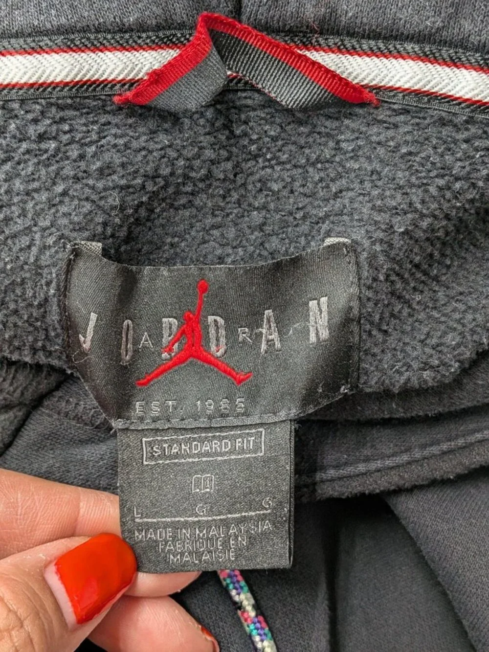 Jordan Hoodie Standard Fit Pullover Fleece Logo Patchwork Y2K Streetwear Large